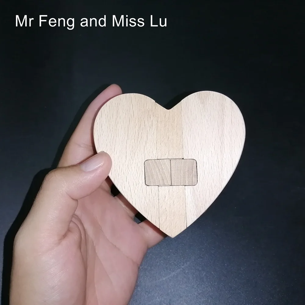 Свадебное кольцо секретная коробка деревянная подарочная в форме сердца 3D