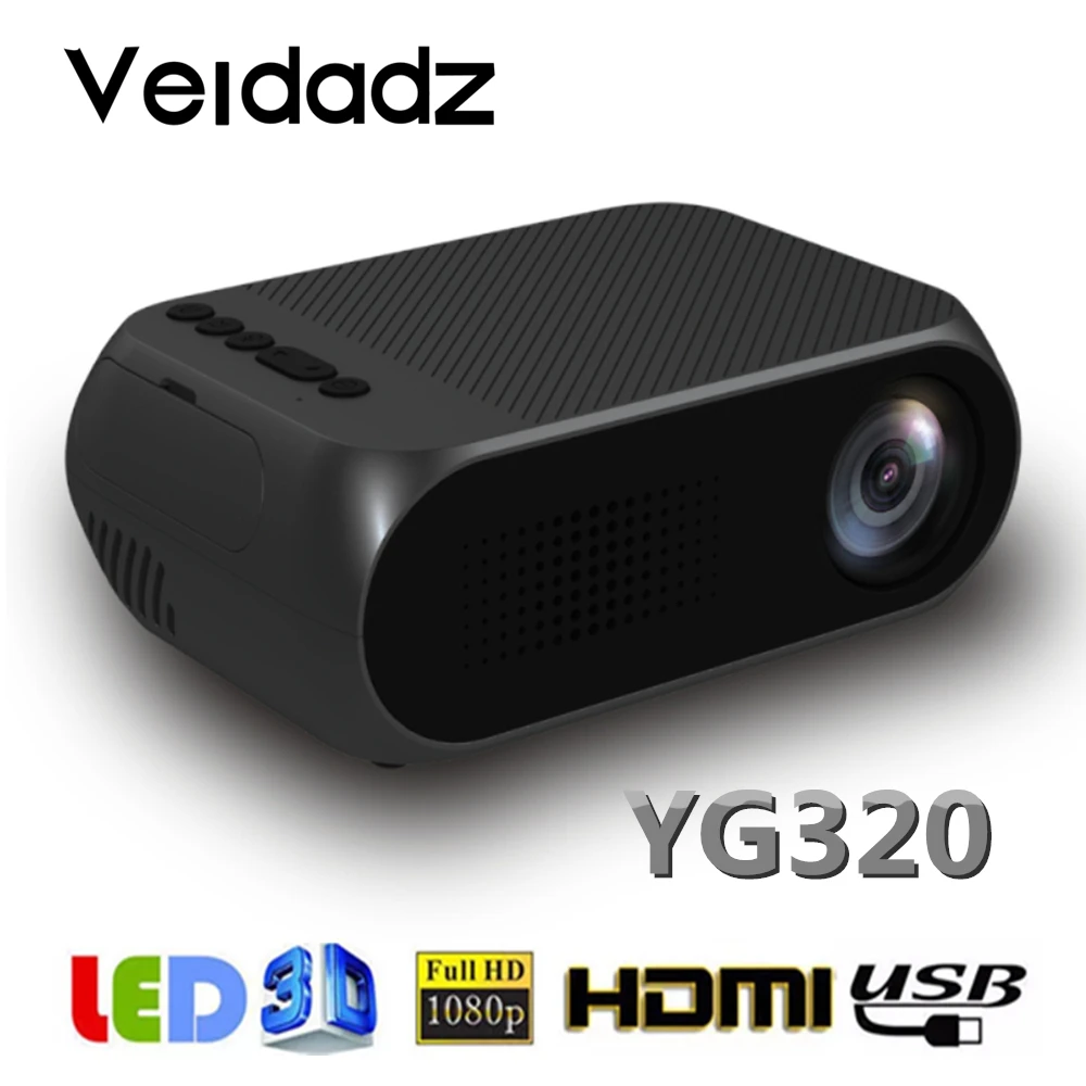 VEIDADZ светодиодный YG320 Портативный 600 люмен 3 5 мм аудио 320x240 пикселей совместимому с