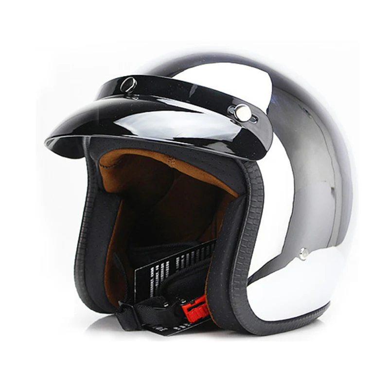 Мотоциклетный шлем с открытым лицом винтажный Kask хромированный серебристый