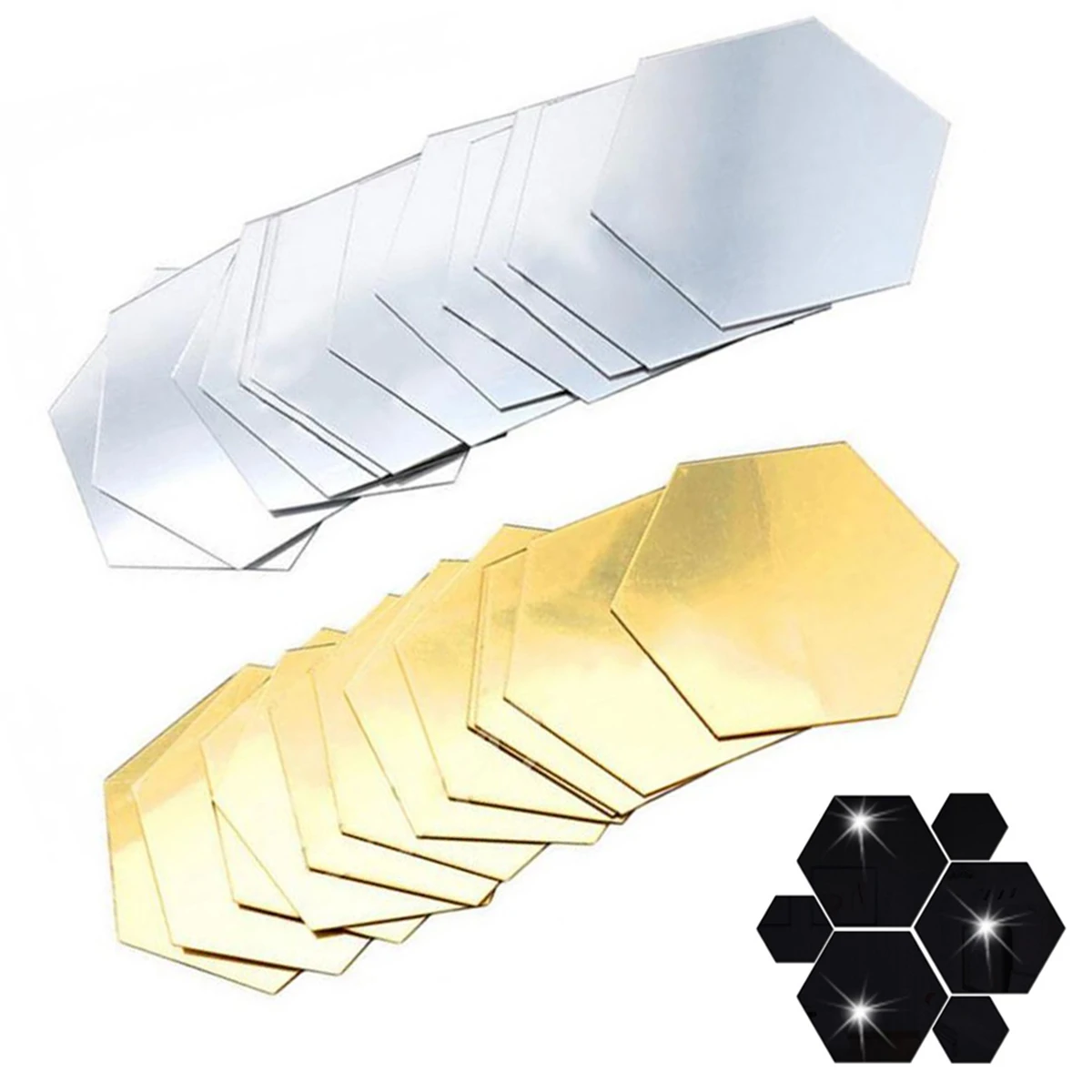 

12PCs/Set 3D Mirror DIY Wall Sticker Hexagon Home Decor Mirror Decor Stickers Art Wall Decoration Stickers Multi-color Drop ship