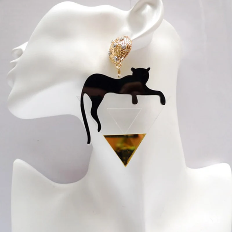 Модный Большой треугольник золотого цвета с леопардовым принтом прозрачные