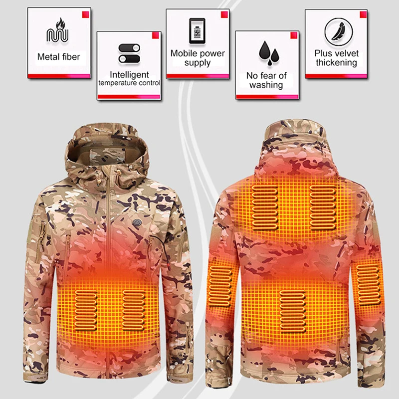 

Heated Jacket Men Women Usb Heated Jacket Winter Hooded Heating Jacket Warm Sprots Thermal Coat Winter Outdoor Black M-4XL