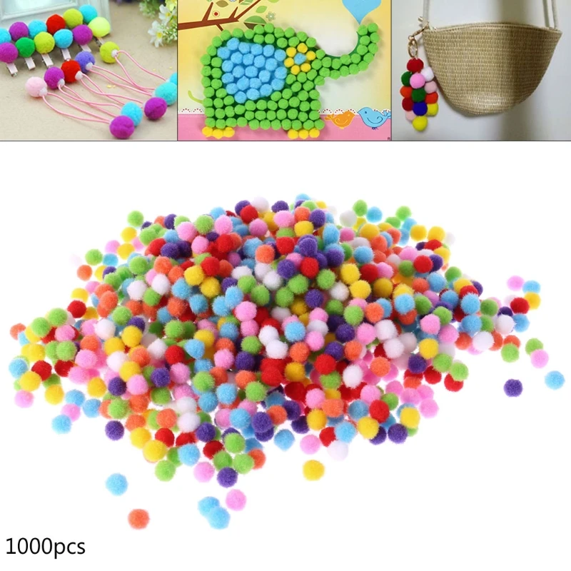 

1000Pcs Soft Round Fluffy Craft PomPoms Ball Mixed Color Pom Poms 10mm DIY Craft