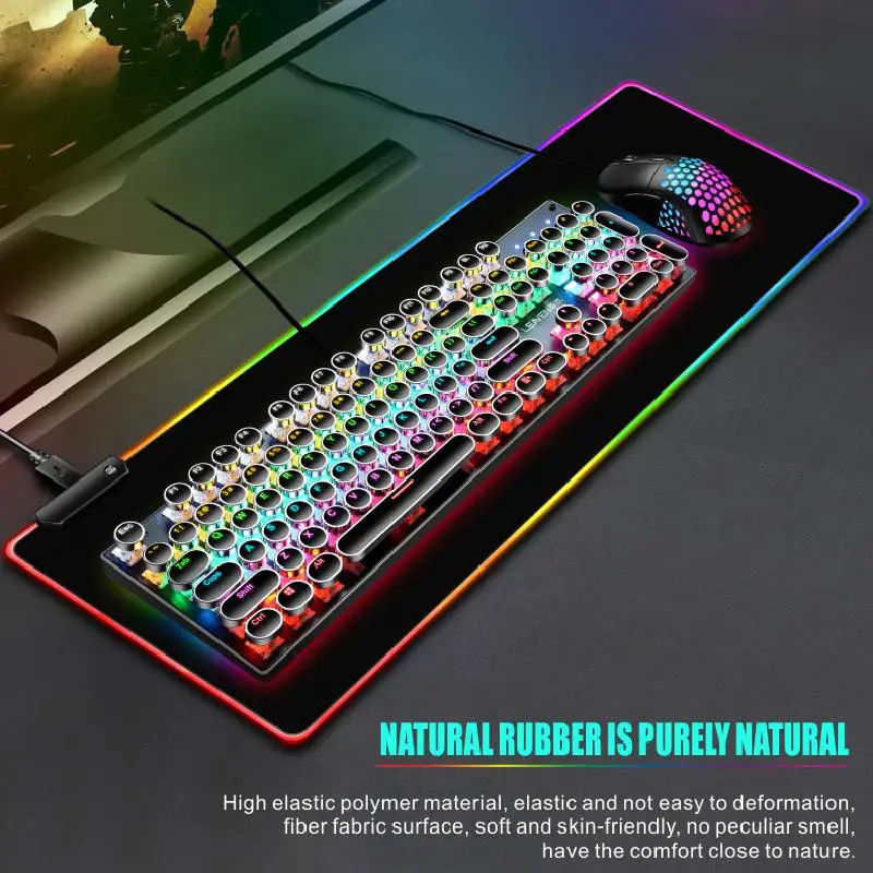 

Разноцветный светящийся Rgb игровой коврик для мыши большого размера, Противоскользящий резиновый базовый Коврик для компьютерной клавиату...