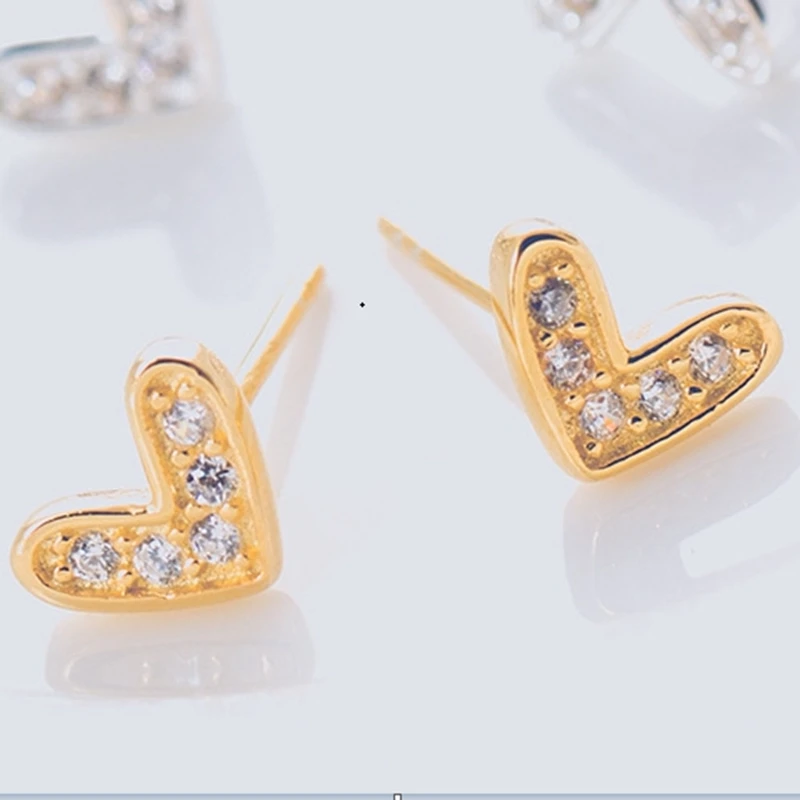

Besimpol Real Sterling Silver Earring Elegant Pretty Heart Zircon Stud Earrings For Women Minimalist Temperament Fine Jewelry