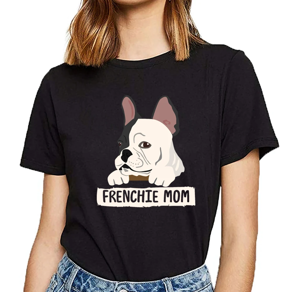 Топы футболки для женщин и frenchie mom girls dog face французский бульдог летняя винтажная