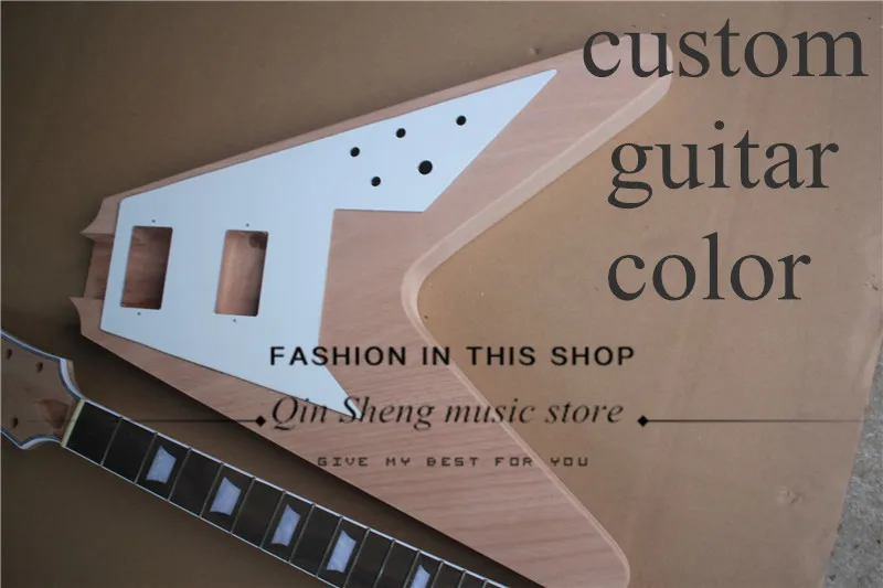 Электрическая гитара V образной формы на заказ с фабрики полуготовая корпус и шея