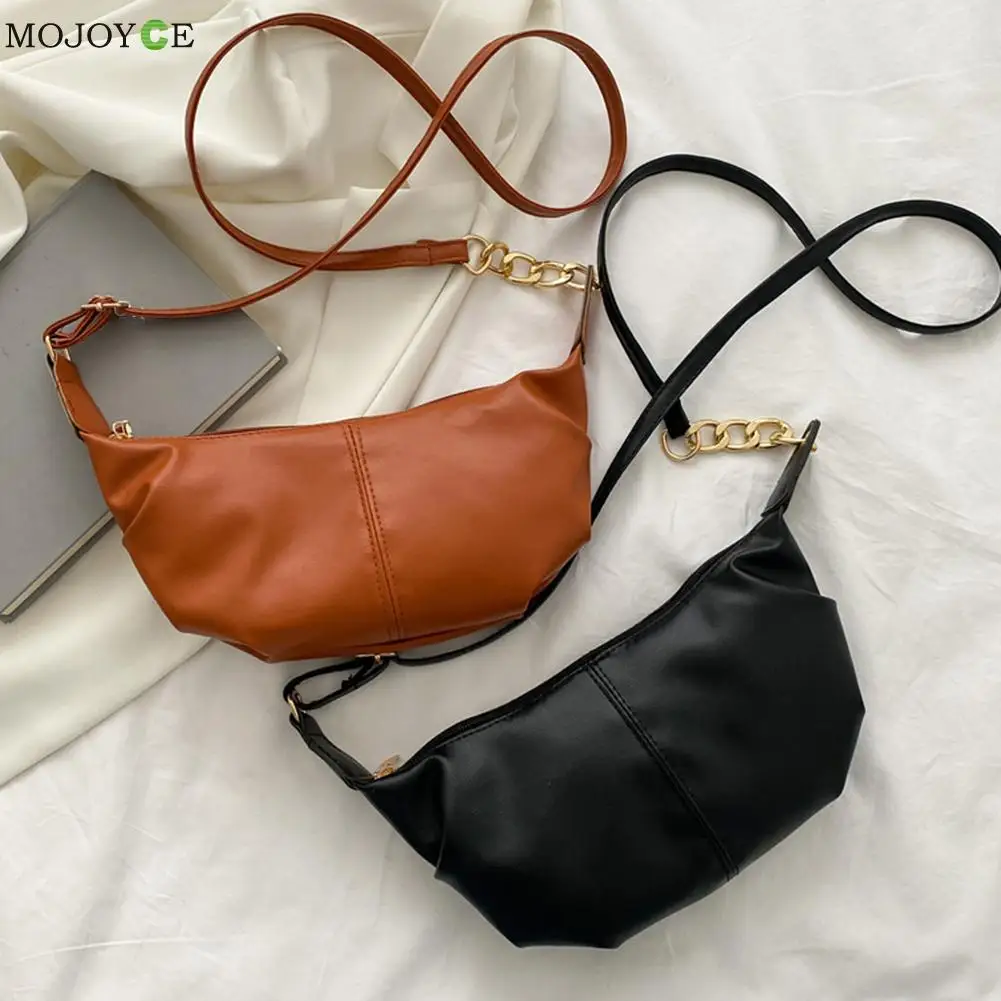 

Fashion PU Leather Messenger Bag for Women Casual Female Pure Color Chain Handbags Street Shoulder Crossbody Bag