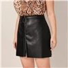 SHEIN плюс Размеры Черный уплотнительное кольцо молния спереди из искусственной кожи узкие юбки женские осень сплошной Искусственная кожа мотор Storm Гламурные трапециевидной формы мини-юбка