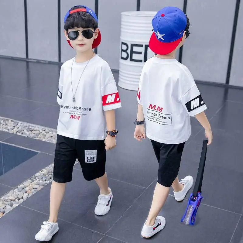 New Summer Boys Clothing Sets Children T-shirt Short Sleeve +Pants Set Two Pieces Kids Baby Clothes 6 8 10 11 12 Years |