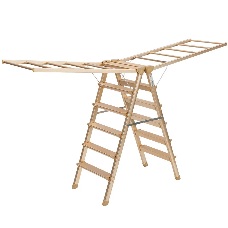 

Wooden Folding Clothes Drying Collapsible Laundry Hanging Racks Length Expandable Indoor Outdoor