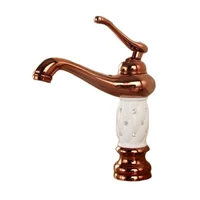 Basin Faucets Brass Rose Golden White Deck Mounted Bathroom Sink Faucet Single Porcelain Handle Bath Toilet Mixer Water Taps