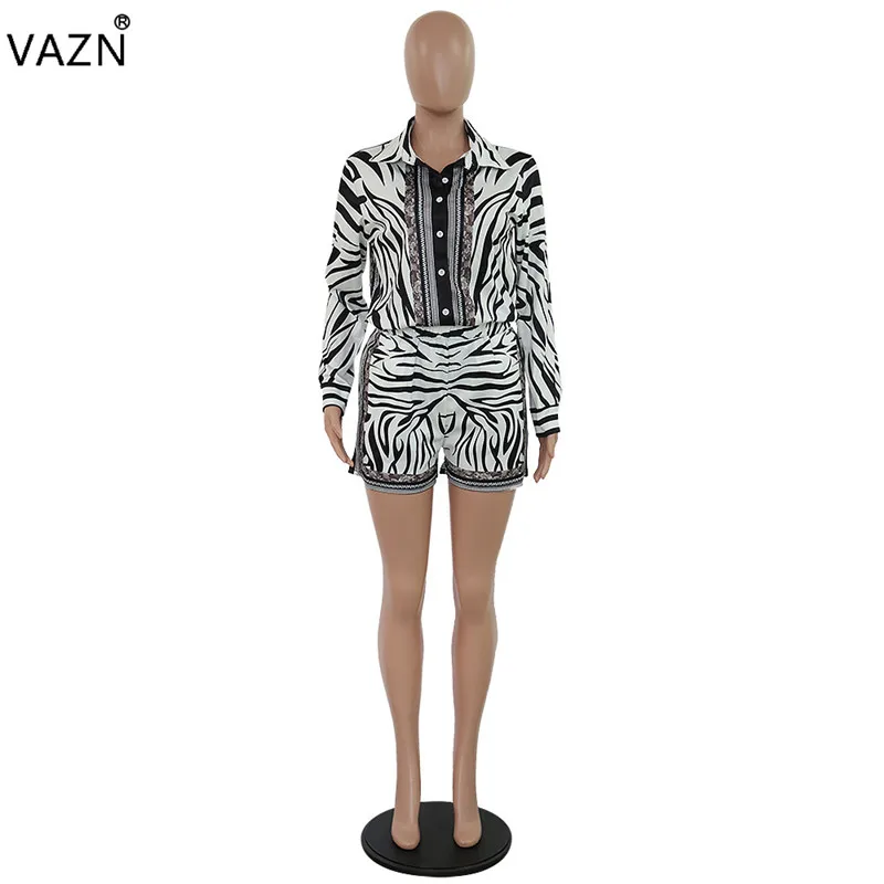 VAZN PN6232 новые высококачественные шифоновые Элегантные Новые популярные сексуальные стильные женские комбинезоны с воротником поло с длинными рукавами шифоновые Комбинезоны