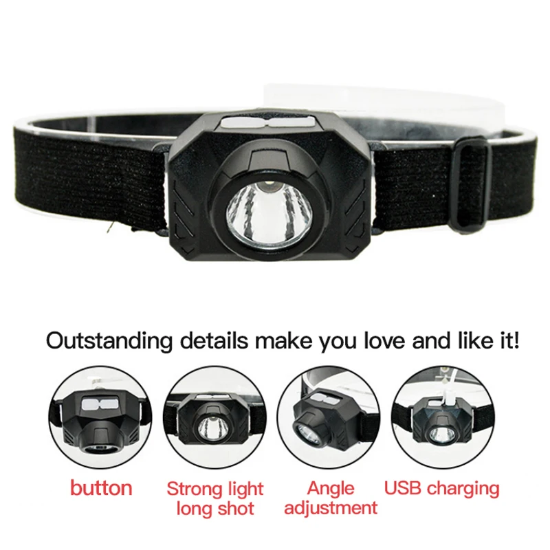 

Mini Headlight USB Rechargeable Night Running Fishing Mountaineer Warning Light Camping Light Glare Flashlight Outdoor Equipment