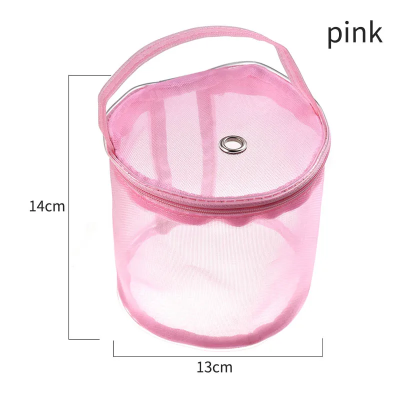 pink Thread Storage Cases Portable 1PC Yarn Storage Organizer DIY Hand-Knitted Tool Sewing Accessories Zipper Closure Yarn Mesh Bag - Цвет: pink