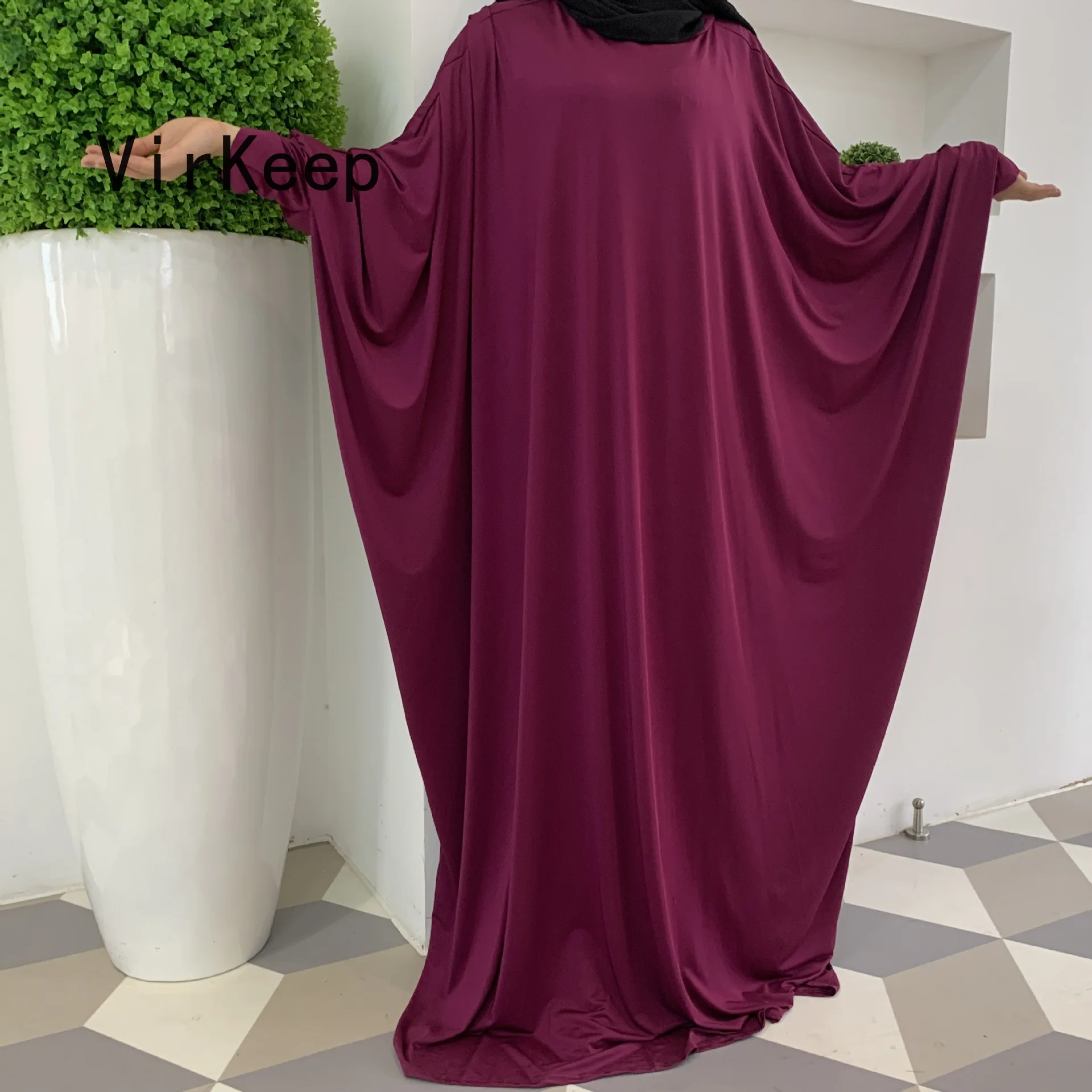 

women solid batwing full sleeve maxi robe ladies dress muslim abaya arabic dubai islamic ramadan kaftan EID loose gown VKDR2177