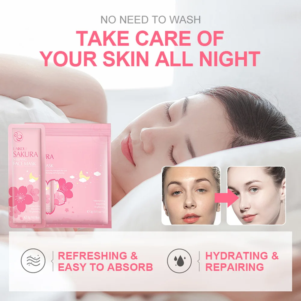 

1pcs/5pcs/15pcs Face Sleeping Mask Improve Rough Skin Nourish Moisturize Skin Brightening Mask Skin Repair For All Skin Types