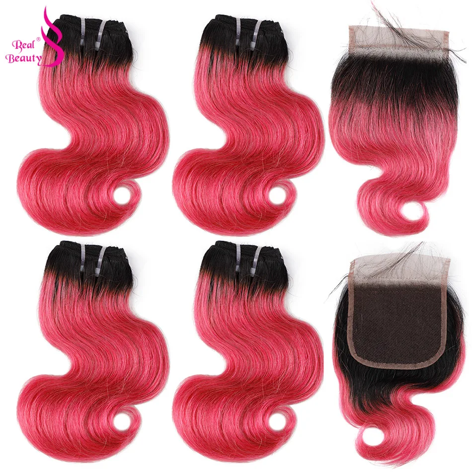 Натуральные волнистые человеческие волосы 4 пряди с закрытием бразильские Remy 50 г