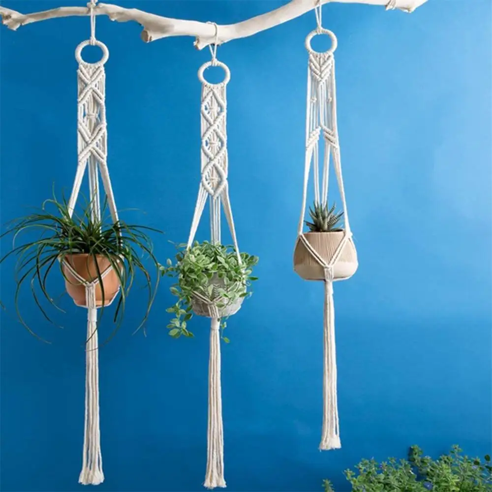 

105cm Hanging Basket Flower Pot Holder Plant Hanger Wall Craft Decoration Flowerpot Handmade Decorative