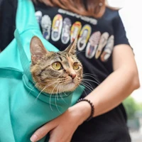 pet puppy carrier outdoor travel dog shoulder bag daily fashion portable diagonal mesh single comfort sling cat handbag tote