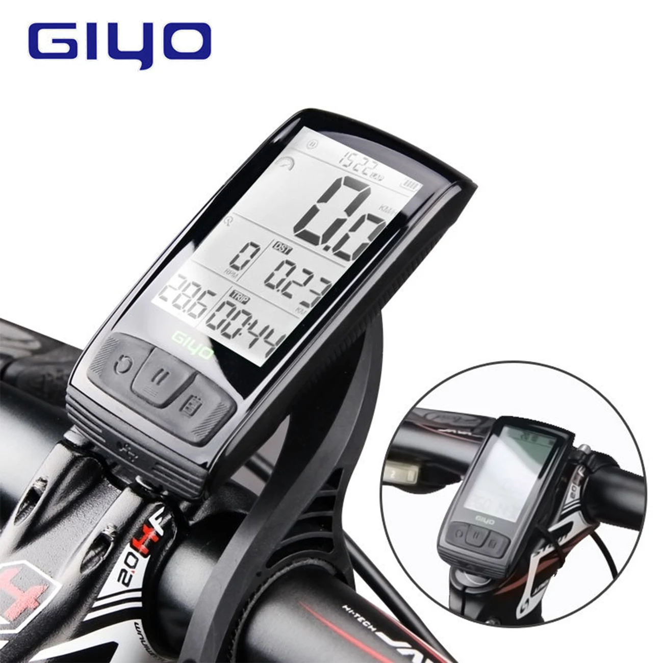 

GIYO Bike Computer Backlight LCD Automatic Display Waterproof Wireless Bluetooth Bike Speedometer and Odometer