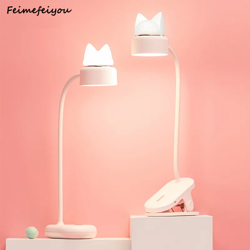 Светодиодная настольная с зажимом лампа кот Прекрасный светильник сенсорный