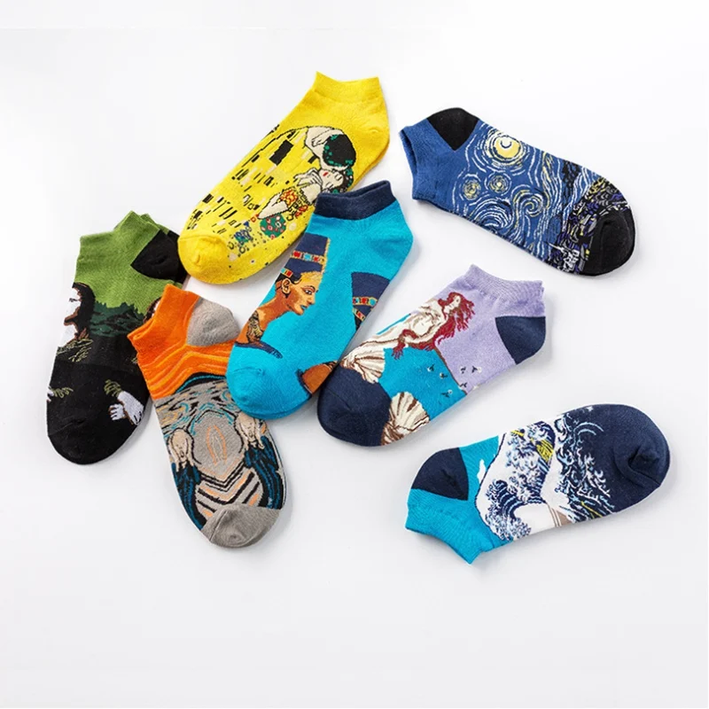 Новинка Короткие носки с 3d-рисунком в стиле ретро Тапочки Летние забавные