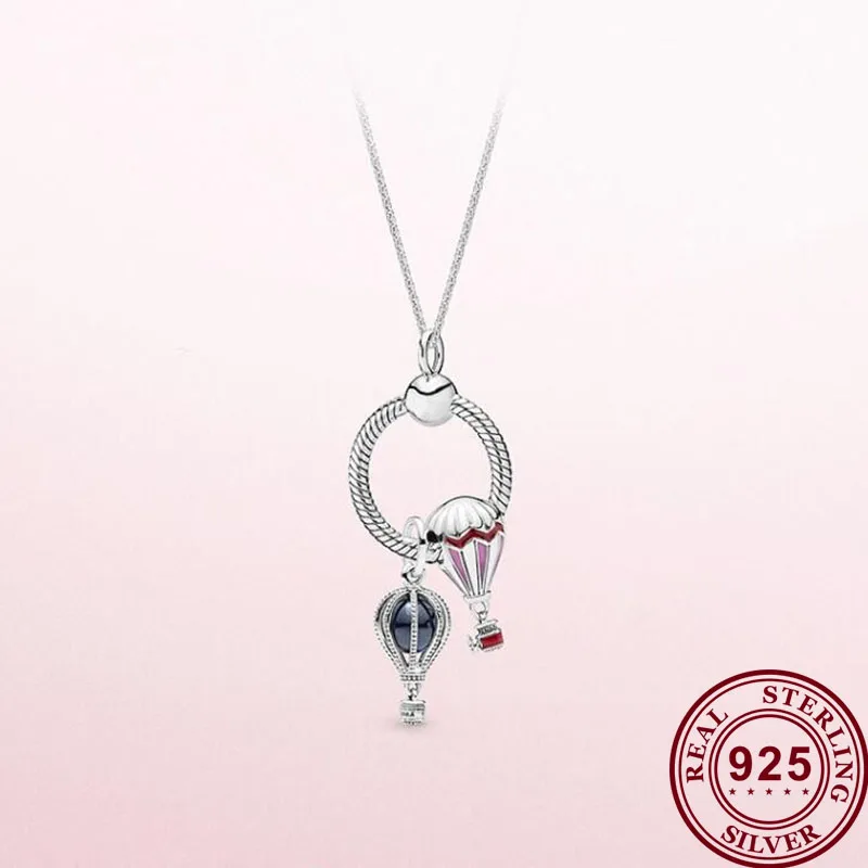 

Ожерелье из стерлингового серебра 925 пробы, ожерелье с полированным лунным светом и воздушным шаром для женщин, модные ювелирные украшения ...