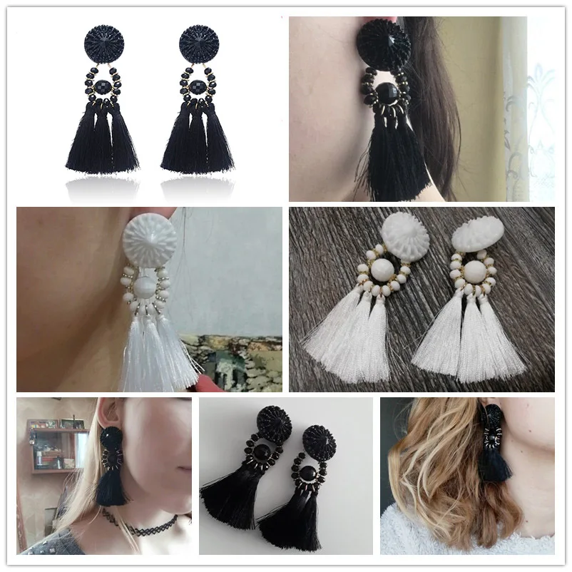 Разноцветные богемные этнические серьги-кисточки DIY серьги шерстяные Ретро подвеска с длинной кисточкой Темперамент Преувеличенные ювелирные изделия