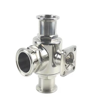 stainless steel three way ball valve sanitary grade quick fit clamp type bracket electric