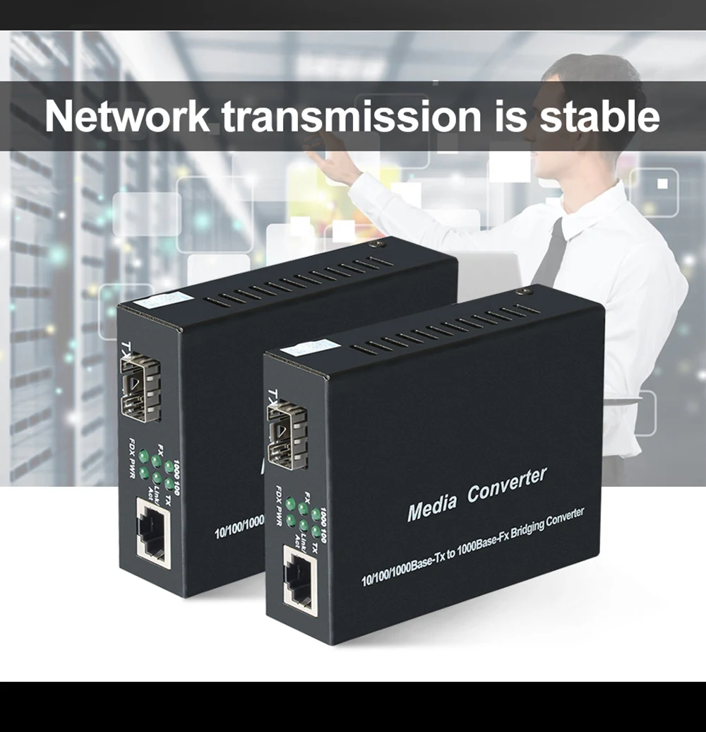 1 пара = 2 шт. Гигабитный оптический медиаконвертер SFP в RJ45 Оптоволоконный коммутатор Fibra Optica 1000 Мбит / с SFP Волоконно-оптический трансивер с модулем SFP SC / LC Совместим с Mikrotik Cisco Ethernet Switch