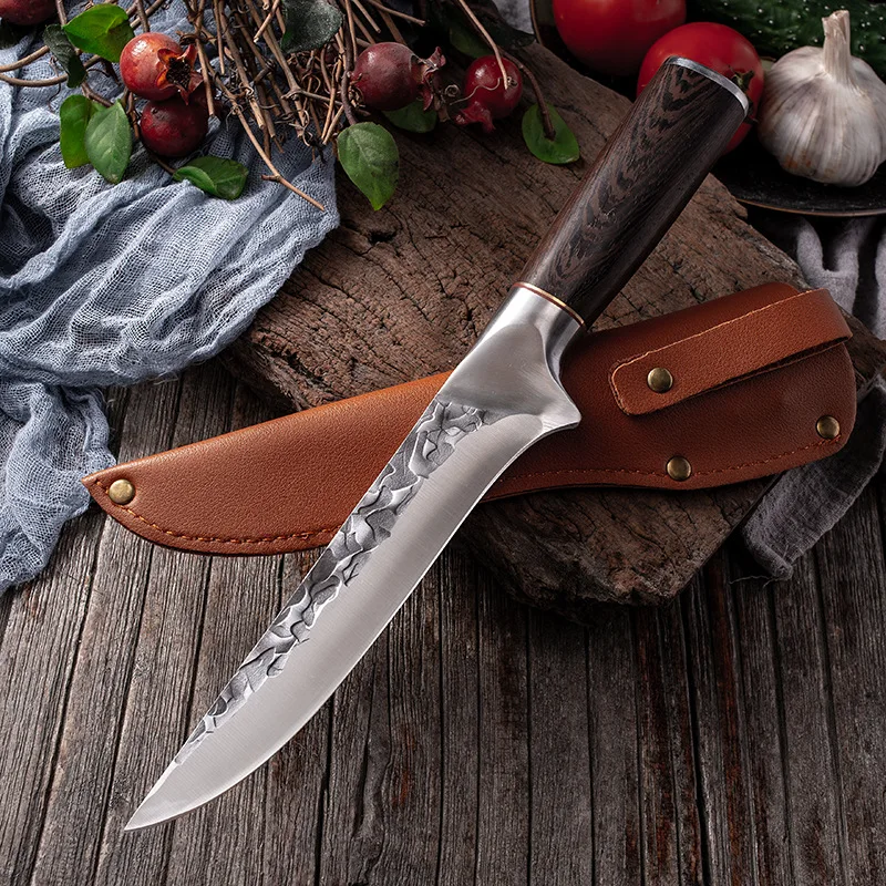 

Slaughtering Boning Kitchen Knife Chef's Cooking Boning Filleting Fish Knife Stainless Steel Meat Cleaver Serbian & Cover Sheath