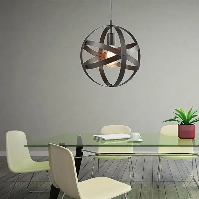 Iron Round Globe Hanging Lamp Retro Industrial Style Pendant Light For Bedroom Living Room Bar (20cm/30cm) | Лампы и освещение