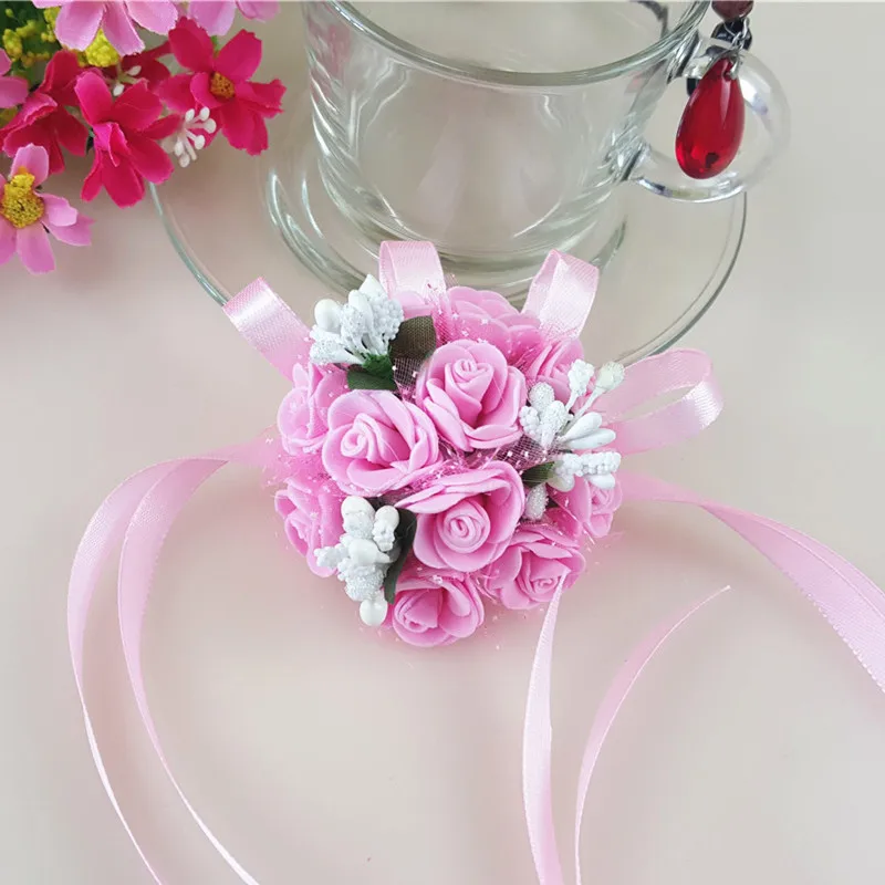 Корсажный браслет для невесты белые шелковые розы свадебные аксессуары корсаж