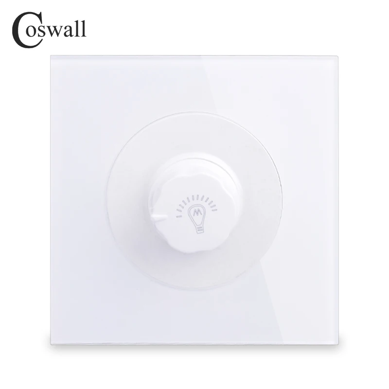 White COSWALL регулятор яркости только для лампы накаливания Роскошные Хрустальные стеклянные панели Настенный светильник переключатель 16A 15~ 500 Вт AC 220 В R11 серия - Цвет: White