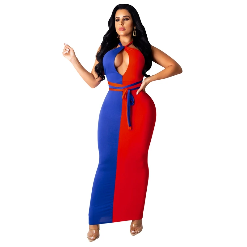 Женское вечернее платье с открытой спиной длинное облегающее цветным пэчворком