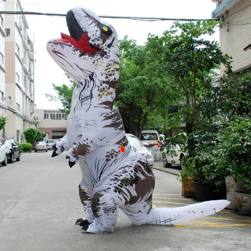 Белый T-REX для взрослых, надувной костюм динозавра, карнавальный костюм для костюмированной вечеринки в виде животного, нарядное платье, комбинезон, костюм на Хэллоуин для женщин - Цвет: Белый