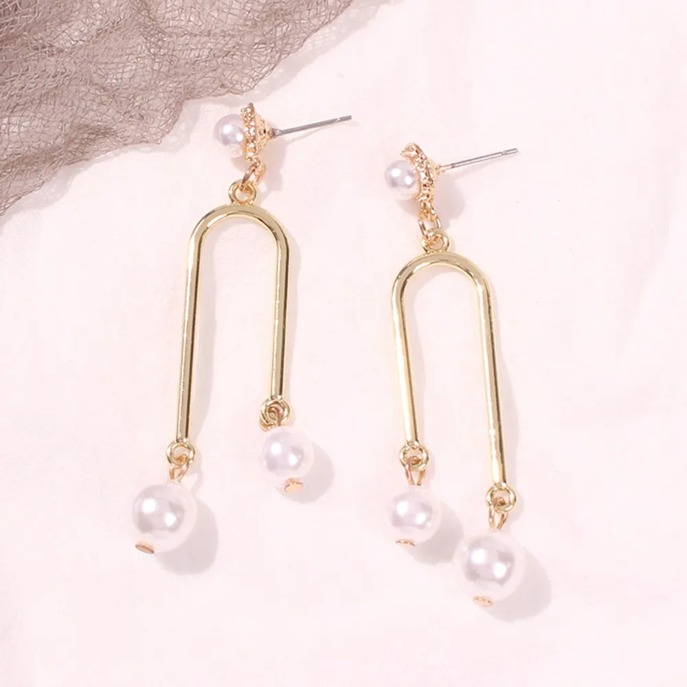 Творческие новые правила металлические жемчужные длинные серьги для женщин
