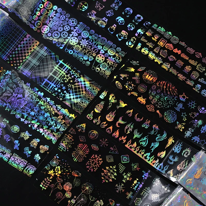 Голографическая фольга для ногтей 1 рулон 4х100 см пламя Одуванчик панда