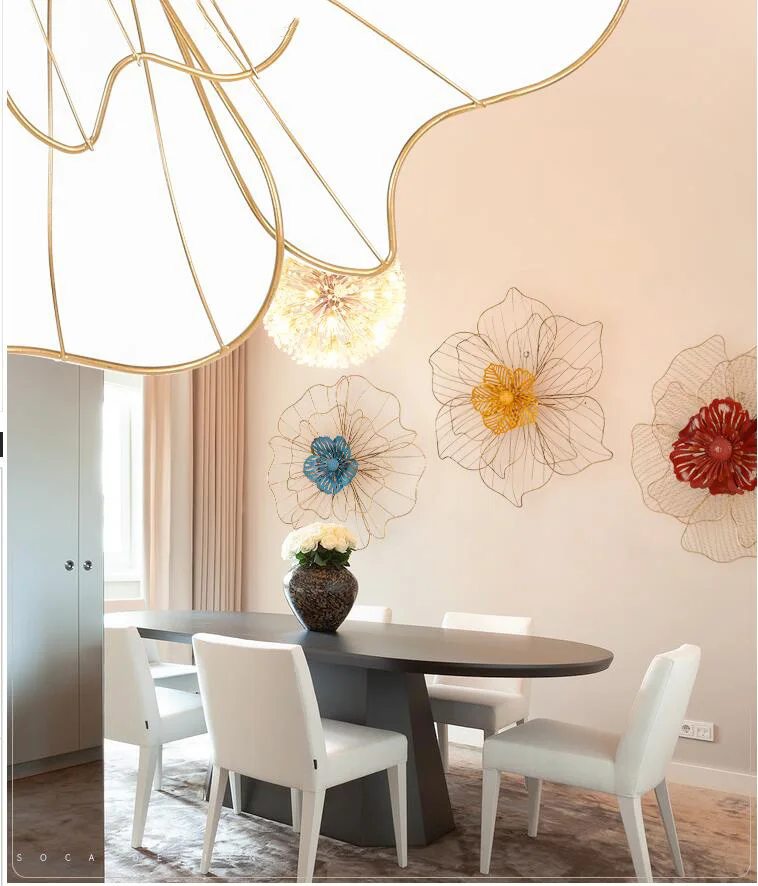 

European 3D Wrought Iron Flower Wall Mural Crafts Store Club Wall Sticker Decor Home Livingroom Background Wall Hanging Ornament