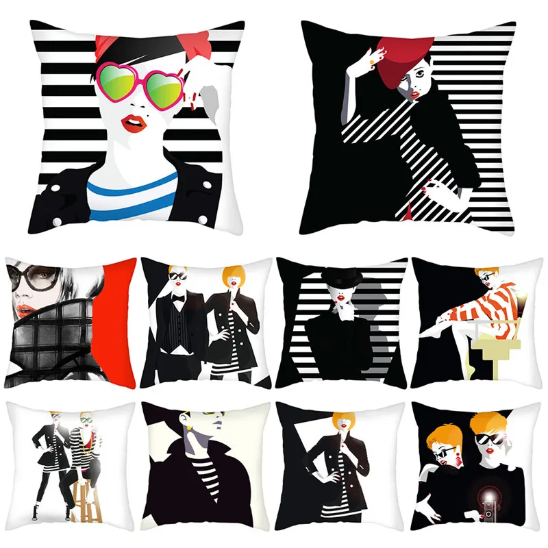 Чехол на подушку с рисунком для девочек Fuwatacchi стильный принтом дома дивана