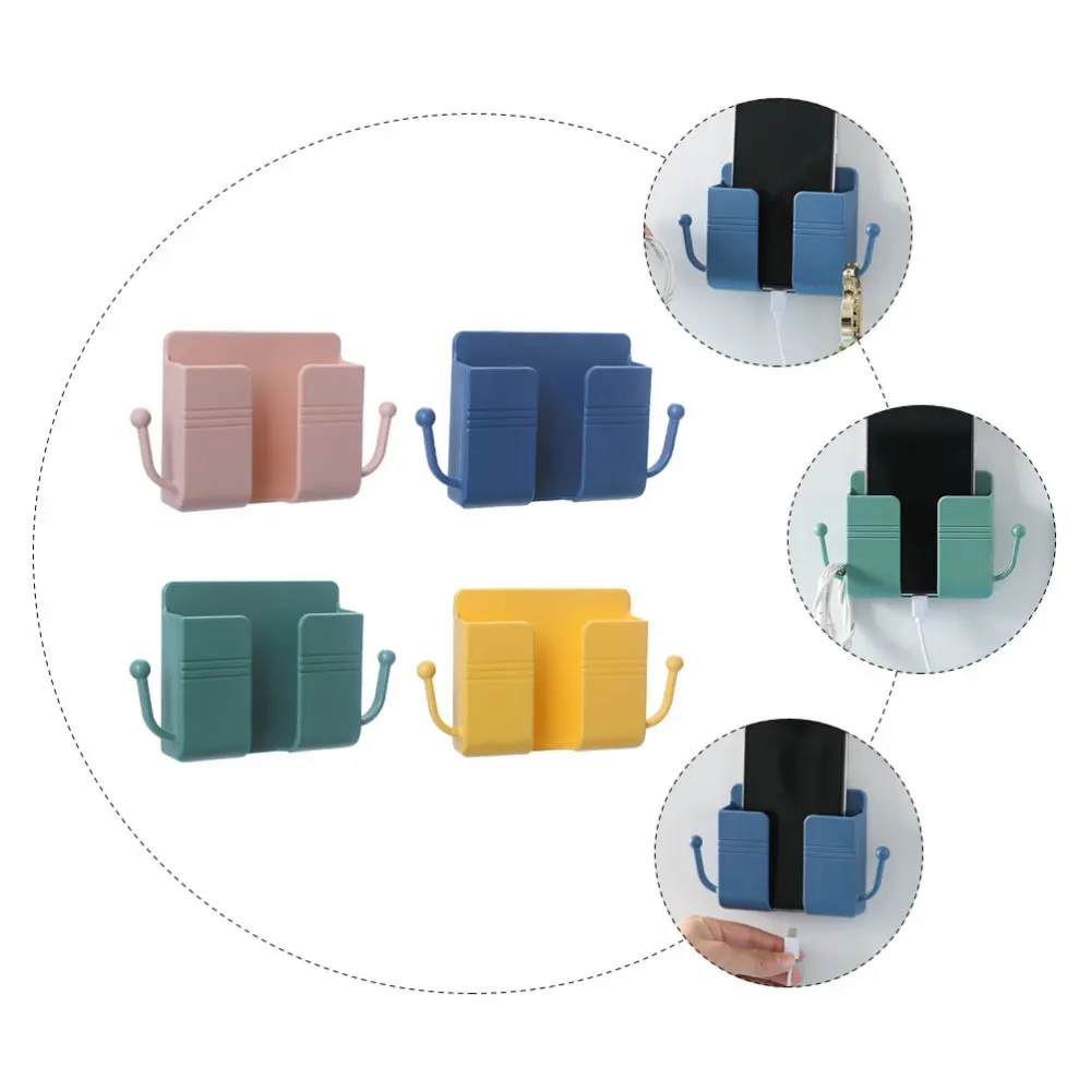 

4Pcs Wall-mounted Adhesive Phone Charger Racks Traceless Storage Holders