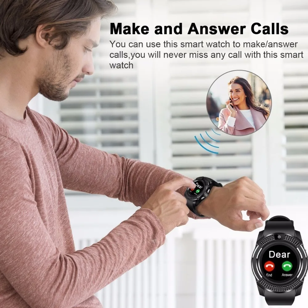 v8 women smartwatch sport men bracelet waterproof pedometer ladies smart watch 2021 with sim card 2g call phone can set language free global shipping
