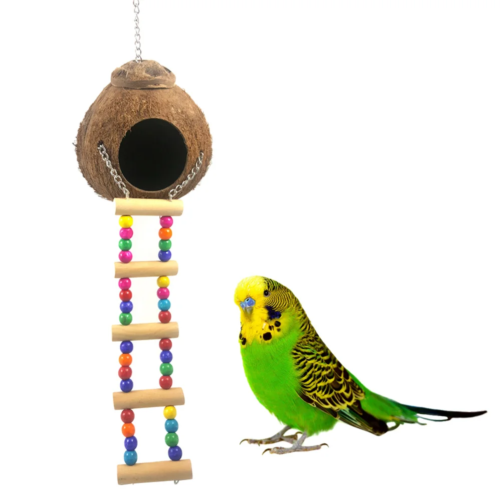 Натуральный деревянный попугай игрушки гнездо для попугая товары птиц Кокосовая