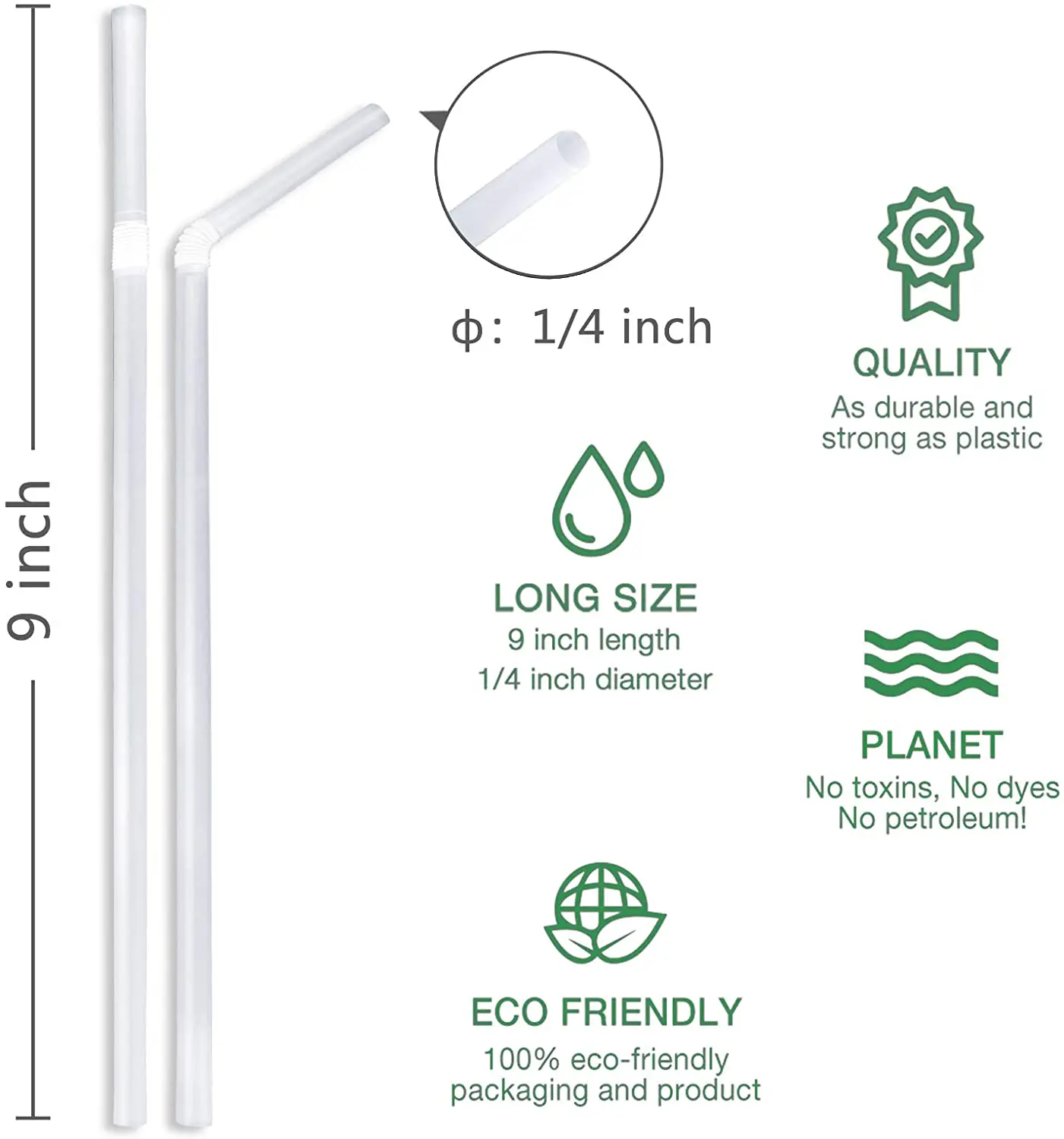

Disposable Drinking Straws Bendable Plastic Straw For Smoothies Milkshake Individually Wrapped Eco Friendly (PLA)