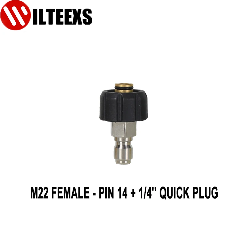 

High Pressure Washer Car Washer Brass Connector Adapter M22 Female Pin 14mm + 1/4" Quick Disconnect Plug Accessories
