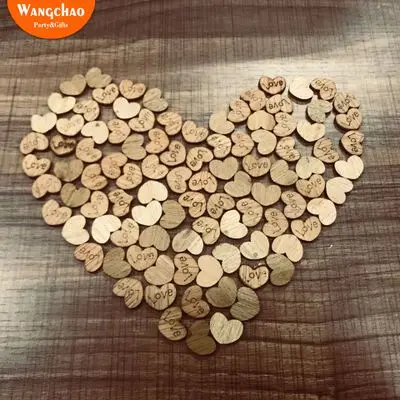 100 шт./лот винтажный деревянный декор в форме сердца деревенский для свадьбы и