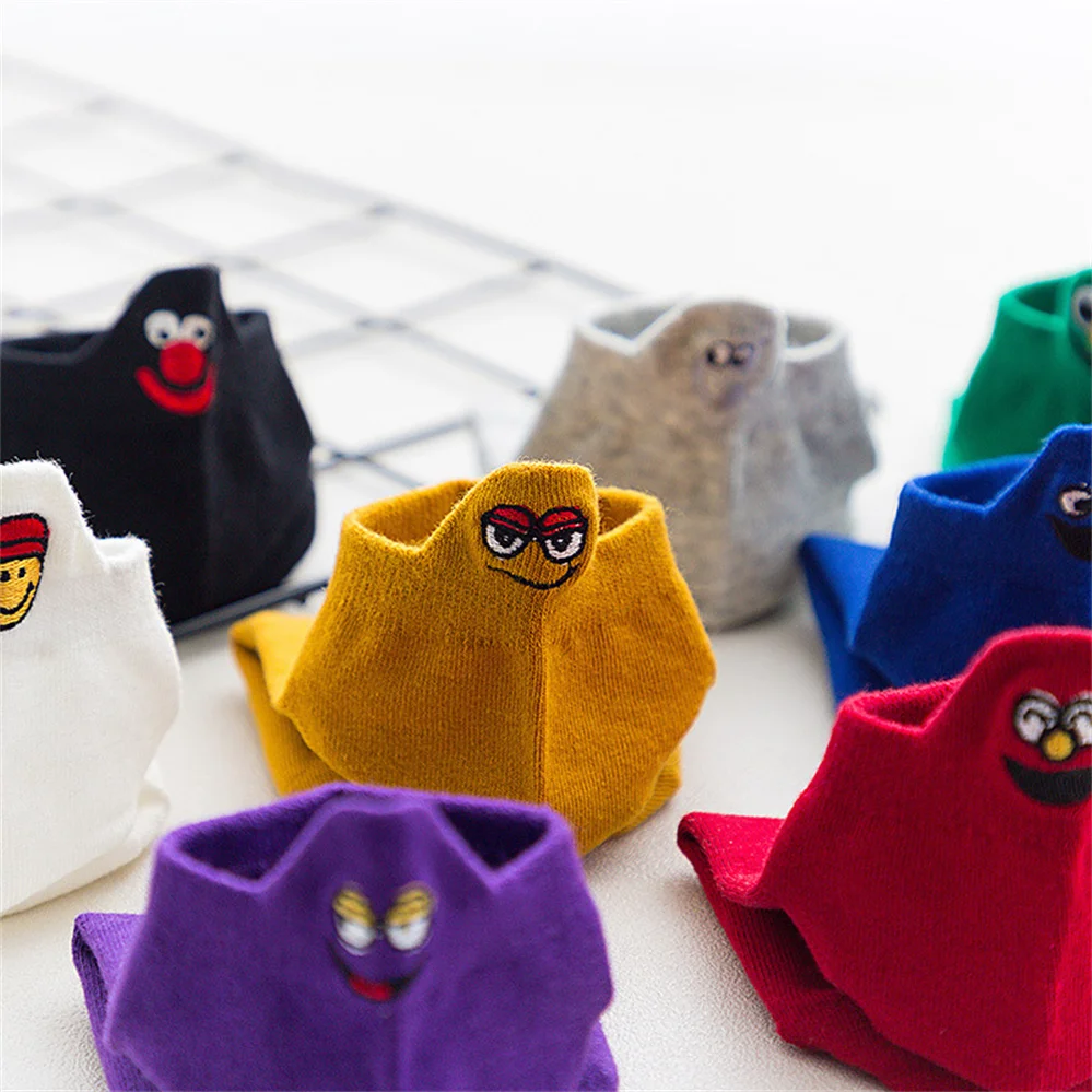 

Носки-лодочки женские из чистого хлопка с вышивкой в Корейском стиле «Улица Сезам»