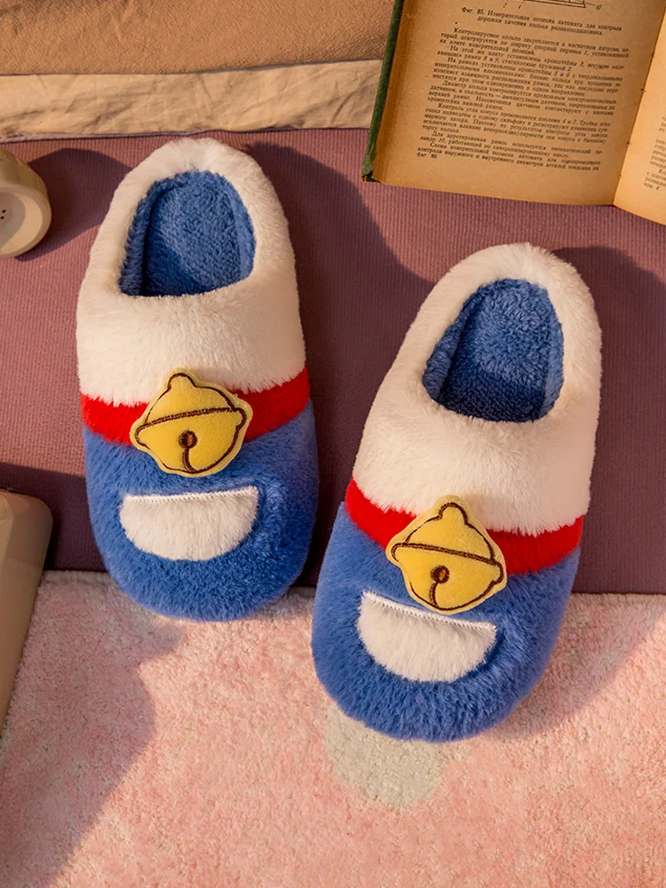 Тапочки женские хлопковые милые плюшевые домашние тапочки с колокольчиком для