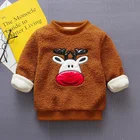 Рождественский свитер для новорожденных мальчиков и девочек, комбинезон для мальчиков и девочек 0-4 лет, толстый зимний плюшевый топ с вышивкой, 2020